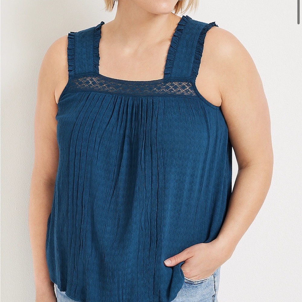 Maurice’s Plus Size Woman’s Lace Trim Square Neck Top, Shirt, Tank Top